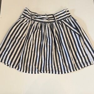 Grey & White Striped A-Line Skirt